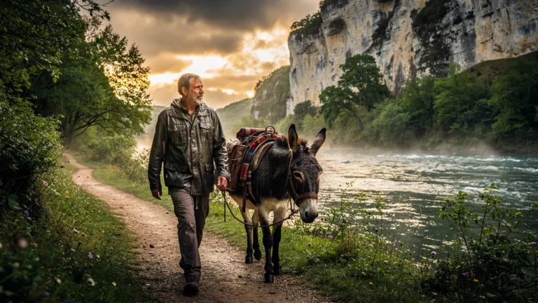 Rando-âne de 5 jours sous pluie et chaleur entre Figeac et Cabrerets le long du Célé