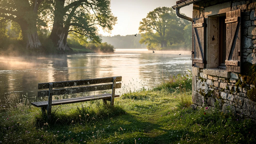 Réveil paisible au bord du Lot à Saint-Sulpice avec le bruit apaisant de la rivière en fond