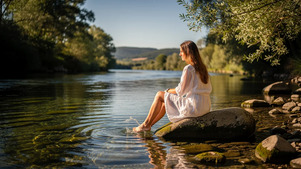 Baignade paisible au Lot à Saint-Sulpice, lieu naturel isolé idéal pour une baignade tranquille