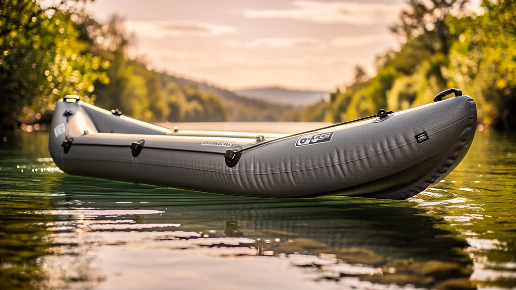 Canoe gonflable performant sur rivière limpide après 30 heures de test réel en pleine nature