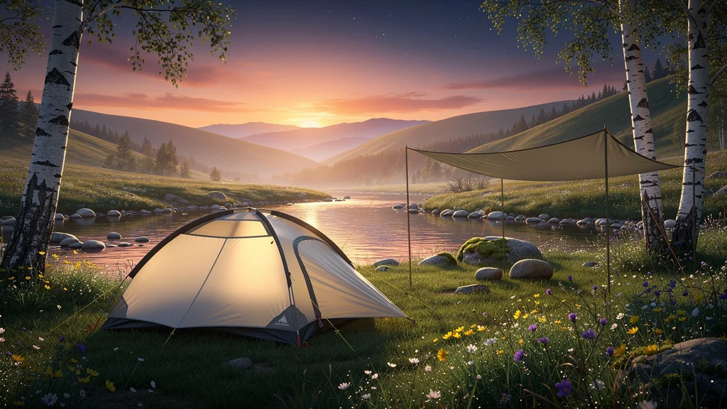 Tente dôme et tarp légers en vallée pour une nuit d’été, choix idéal pour voyager léger